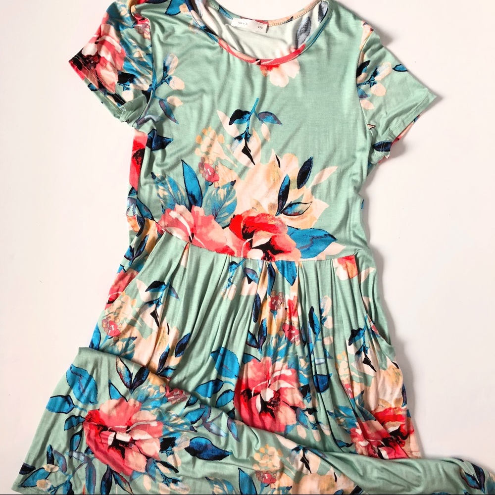 Mint green floral dress
